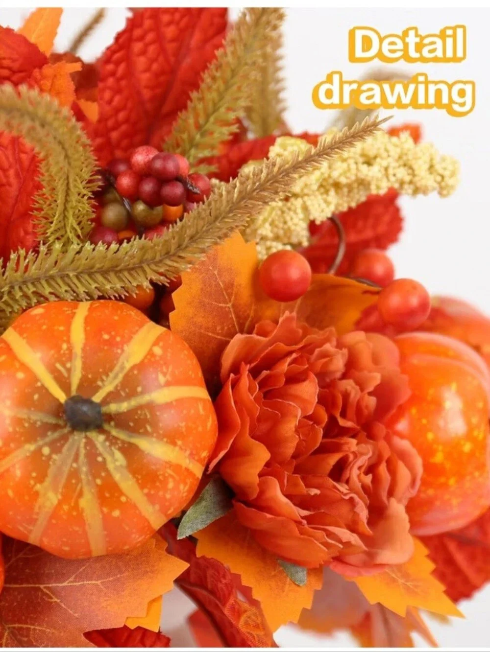 Autumn Pumpkin & Maple Faux Floral Arrangement - Orange. 5 Pieces. NEW.